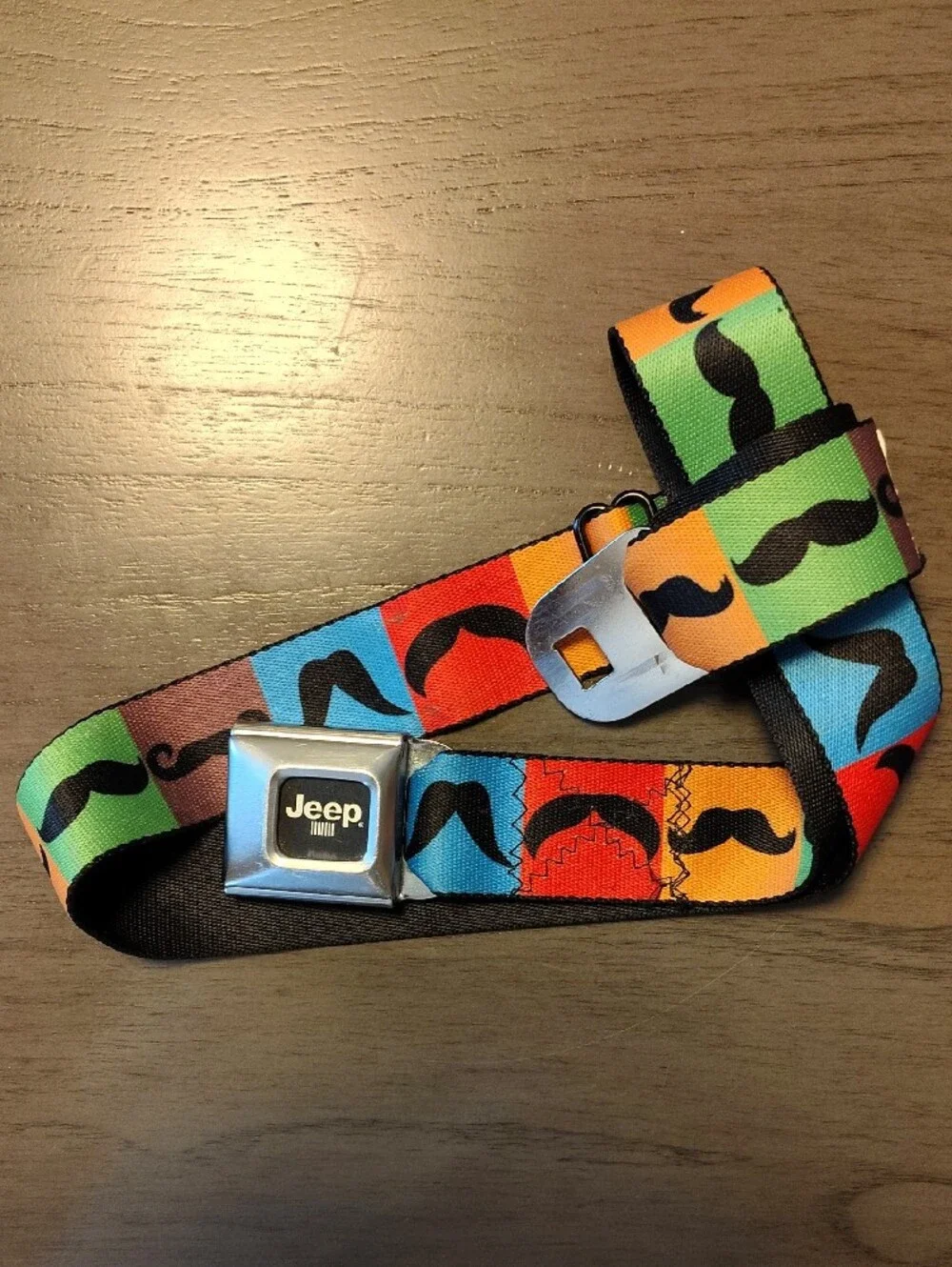 Jeep Colorblock Mustache Seatbelt Bracelet - Red, Blue, Orange